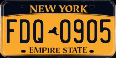 NY license plate FDQ0905