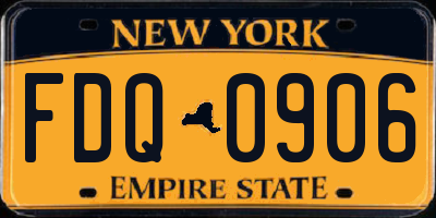 NY license plate FDQ0906