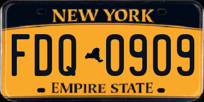 NY license plate FDQ0909