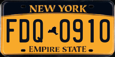 NY license plate FDQ0910