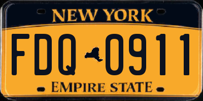 NY license plate FDQ0911