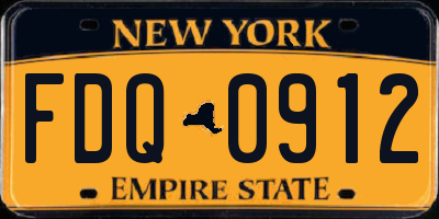 NY license plate FDQ0912
