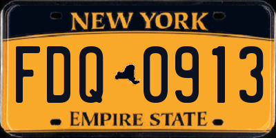 NY license plate FDQ0913
