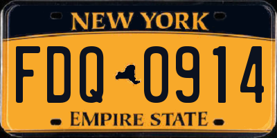 NY license plate FDQ0914
