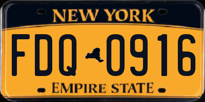 NY license plate FDQ0916