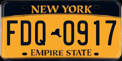 NY license plate FDQ0917