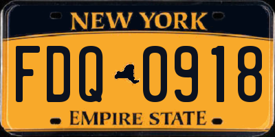 NY license plate FDQ0918