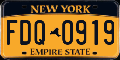 NY license plate FDQ0919