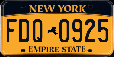 NY license plate FDQ0925