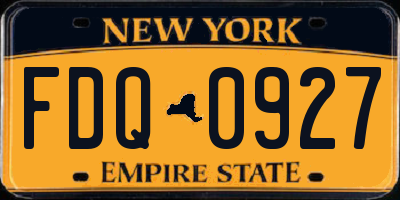 NY license plate FDQ0927