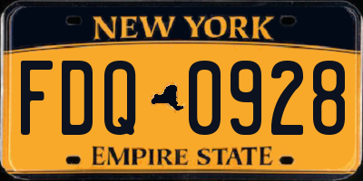 NY license plate FDQ0928