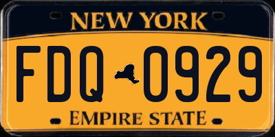NY license plate FDQ0929