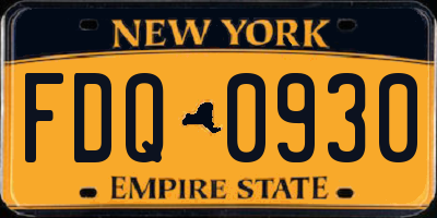 NY license plate FDQ0930