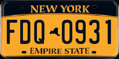 NY license plate FDQ0931