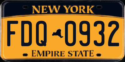 NY license plate FDQ0932
