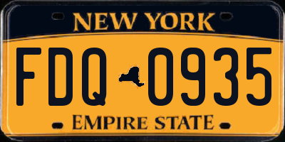 NY license plate FDQ0935