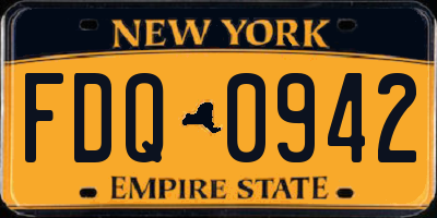 NY license plate FDQ0942