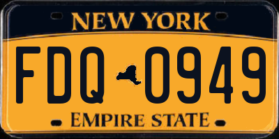 NY license plate FDQ0949