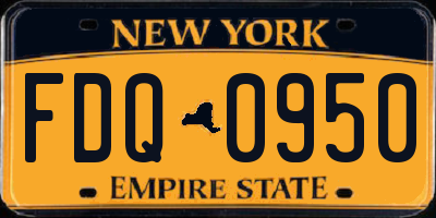 NY license plate FDQ0950