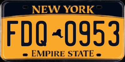 NY license plate FDQ0953