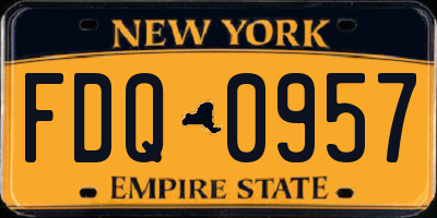 NY license plate FDQ0957