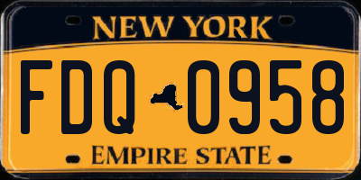 NY license plate FDQ0958