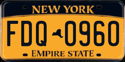 NY license plate FDQ0960