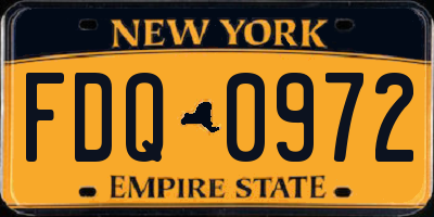 NY license plate FDQ0972