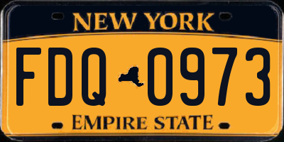 NY license plate FDQ0973