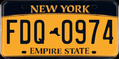 NY license plate FDQ0974