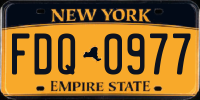NY license plate FDQ0977