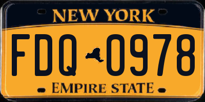 NY license plate FDQ0978
