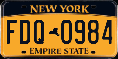 NY license plate FDQ0984