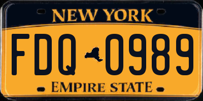 NY license plate FDQ0989