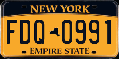 NY license plate FDQ0991