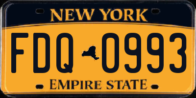 NY license plate FDQ0993