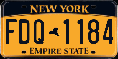 NY license plate FDQ1184