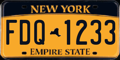 NY license plate FDQ1233