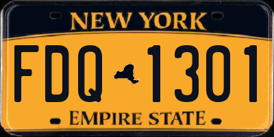 NY license plate FDQ1301