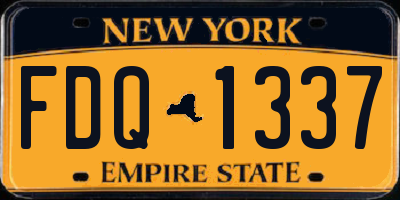 NY license plate FDQ1337