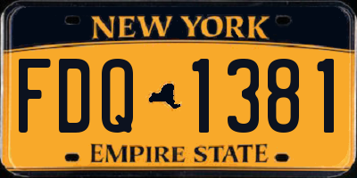NY license plate FDQ1381