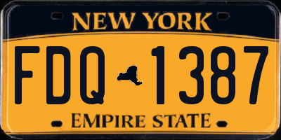 NY license plate FDQ1387