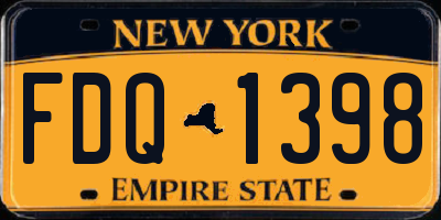 NY license plate FDQ1398