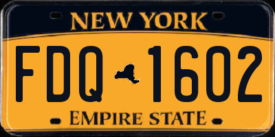 NY license plate FDQ1602