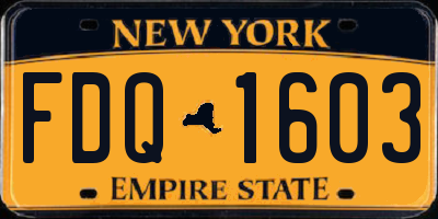 NY license plate FDQ1603