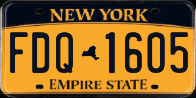 NY license plate FDQ1605
