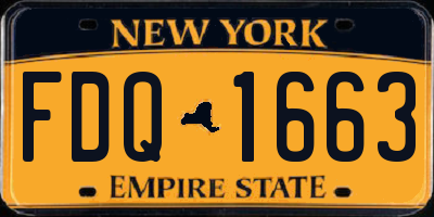 NY license plate FDQ1663
