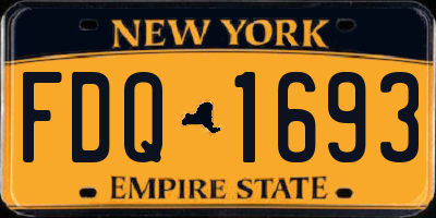 NY license plate FDQ1693