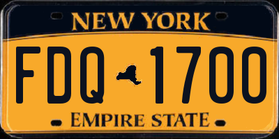 NY license plate FDQ1700