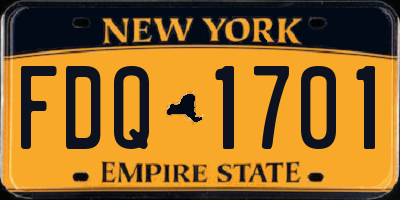 NY license plate FDQ1701